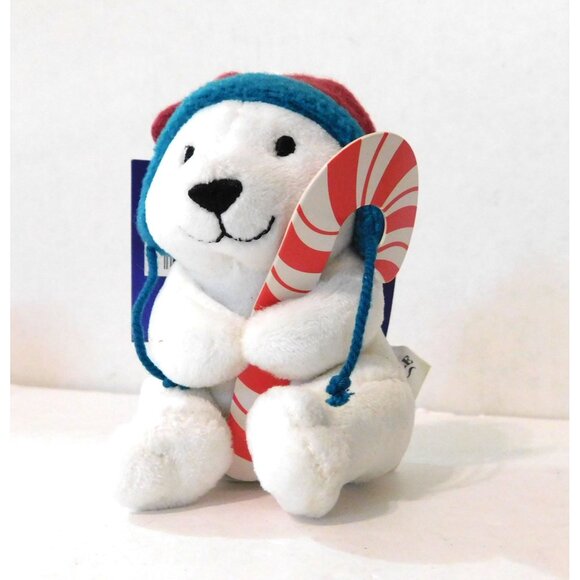 Hallmark Northpole Christmas Tree Ornament Plush Bear Candy Cane - Picture 4 of 8